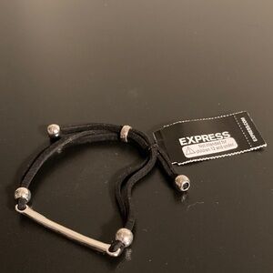 Express Black Cord Bracelet with Silver Beads